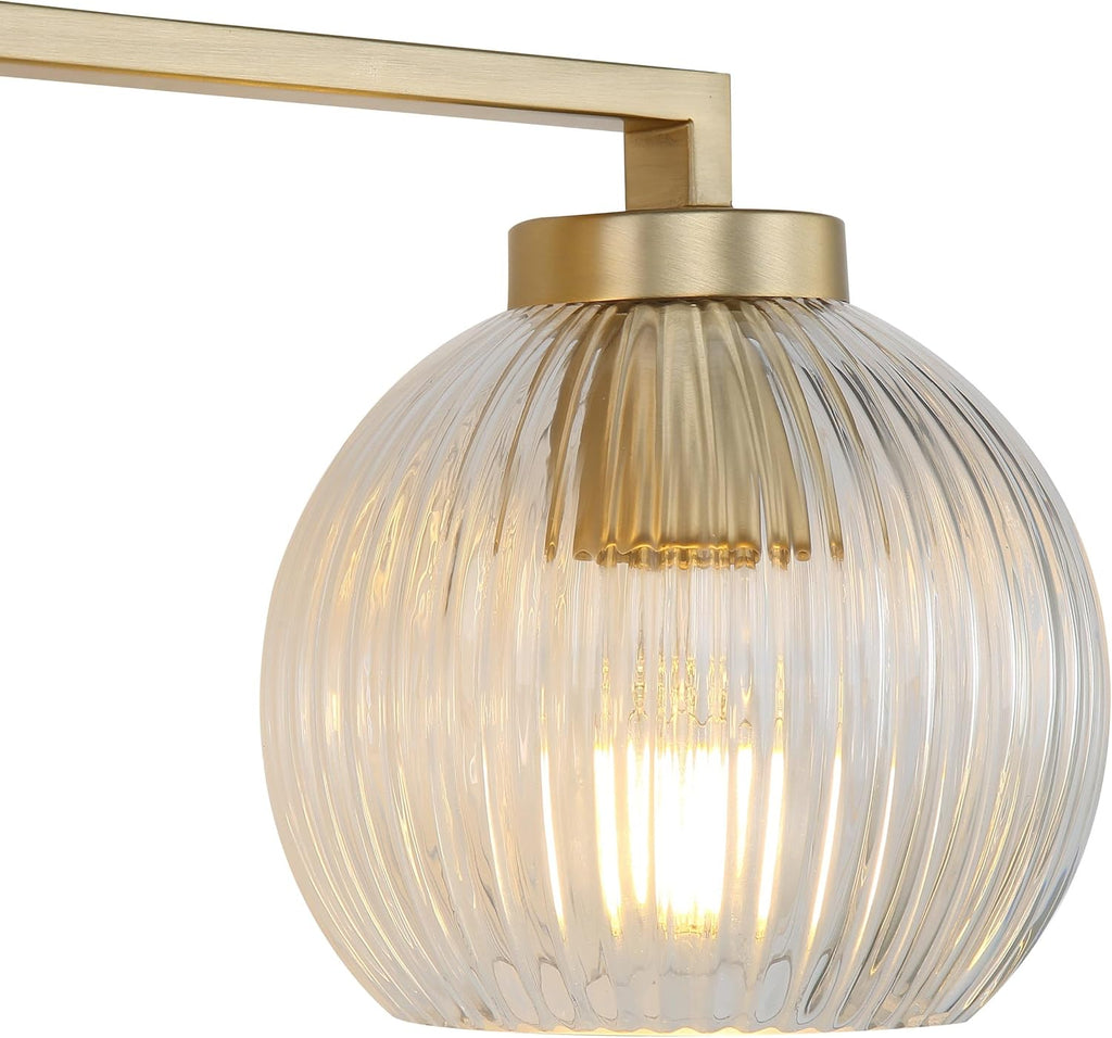 Elliott 3-Light Vanity Light in Brushed Champagne Bronze with Ribbed Clear Shade