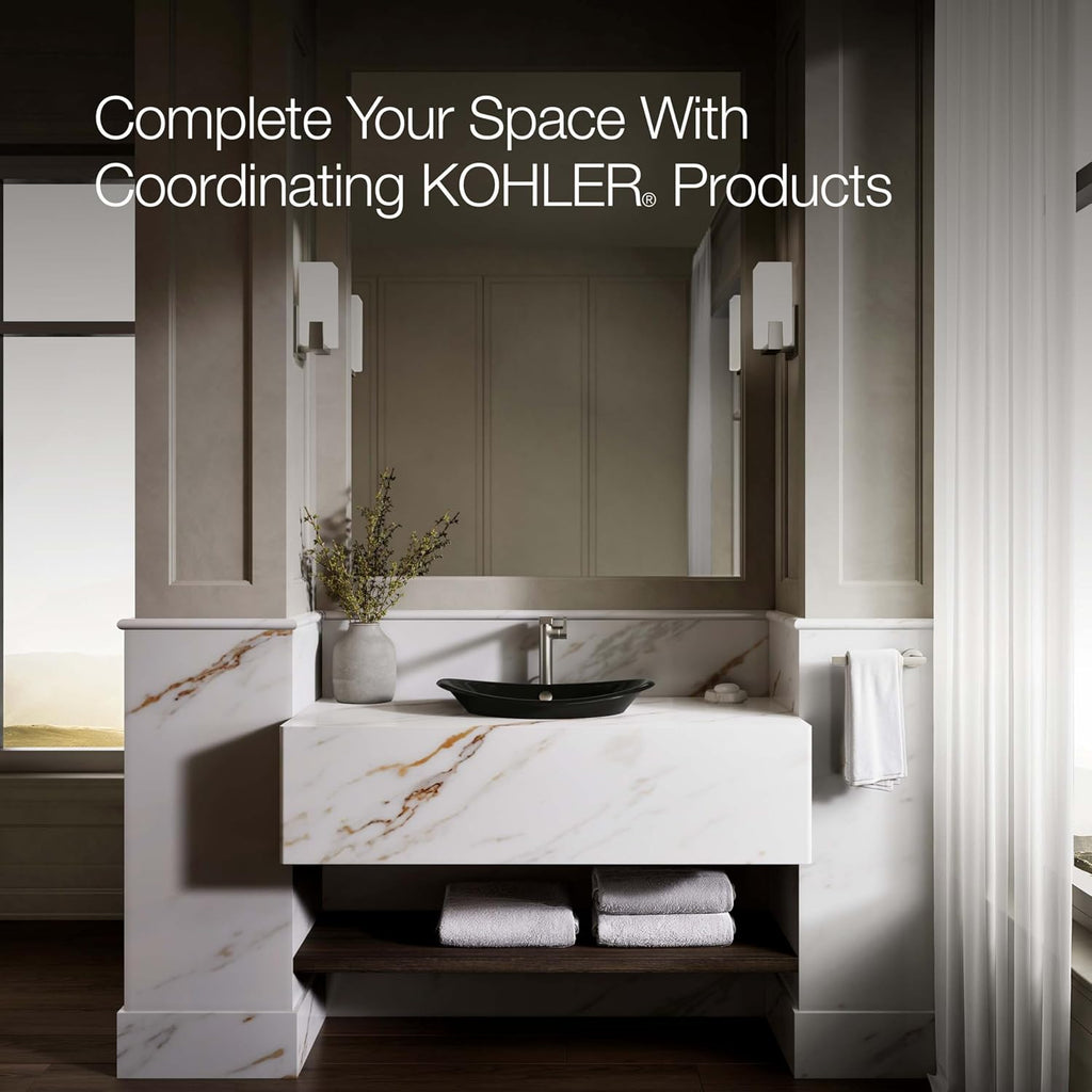KOHLER K-5403-P5-7 Iron Plains Wading Pool Oval Bathroom Sink with Iron Black Painted Underside, Black Black