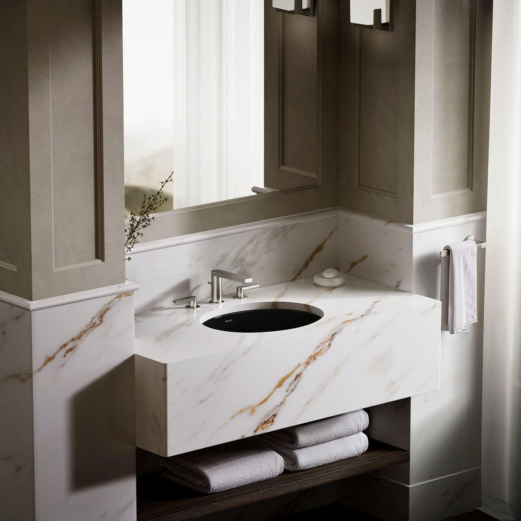 Kohler K-2881-7 1-Bowl Undermount Bath Sink Black Black