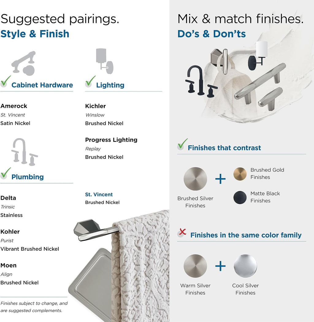 Amerock | Brushed Nickel | St. Vincent |Towel Bar | 24 inch (610 mm) | 4 Piece | Bathroom Accessories Set