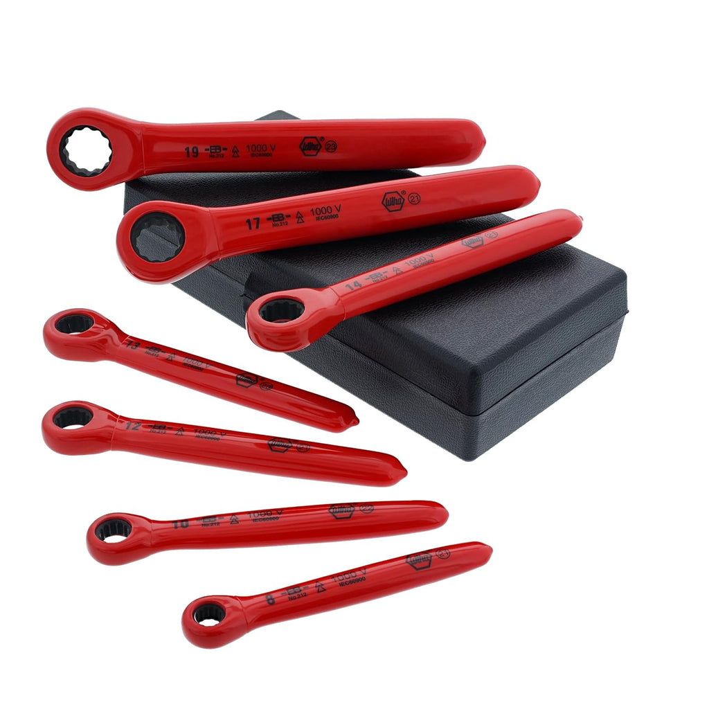 Wiha 21290 Ratchet Wrenches, Metric with Insulated Handle, 7 Piece Set
