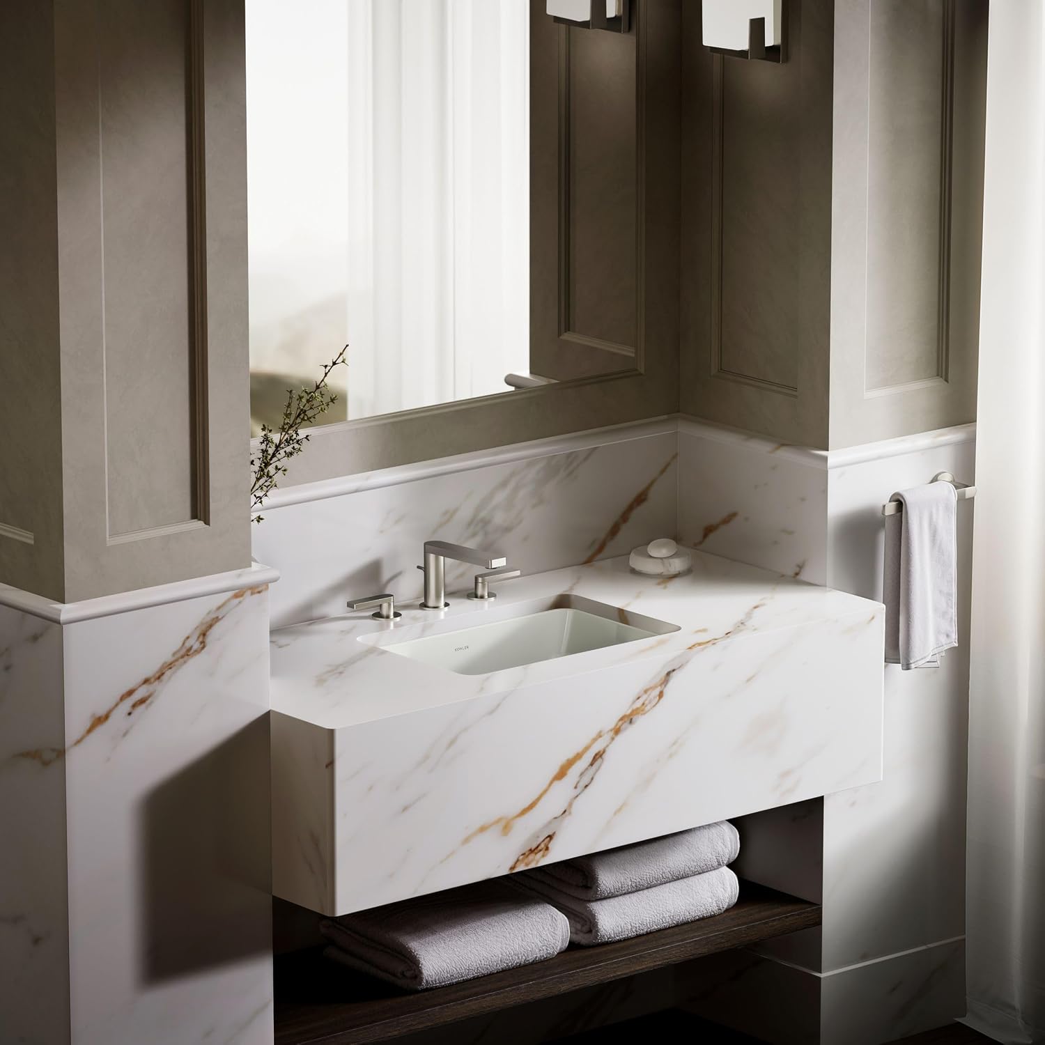 Kohler K-2214-NY 1-Bowl Undermount Bathroom Sink w/Overflow Dune