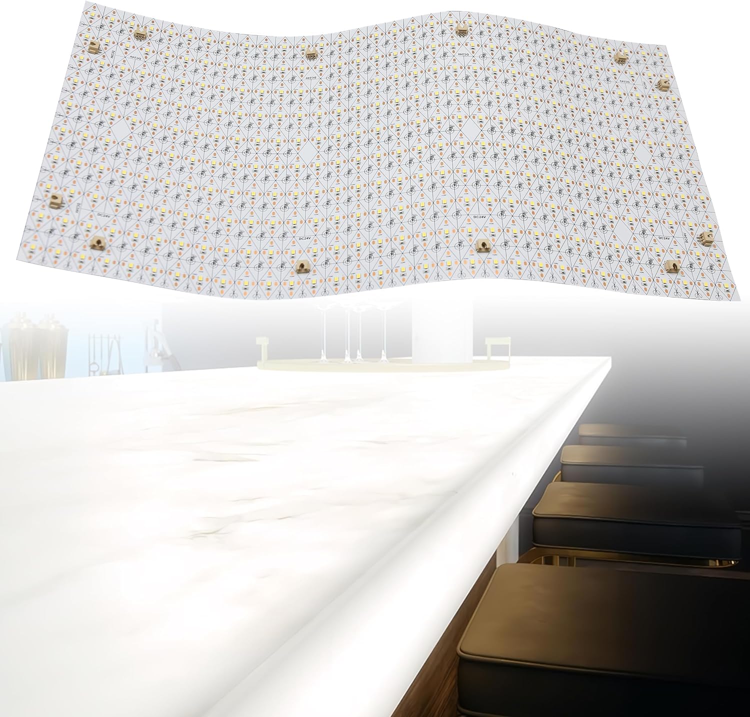 LED Backlight Sheet 4 Pack 24V 36W 6000K,Dimmable Flexible LED Panel Sheet Backlit Translucent Stone/Marble/Onyx/Quartz Countertops Walls