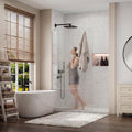 36' W x 76' H Fixed Shower Glass Panel, 3/8' w/Coat Hook, Brushed Nickel | Fixed Shower Door Screen; Coat Hook; SGCC Tempered Glass; Easy Clean Coating