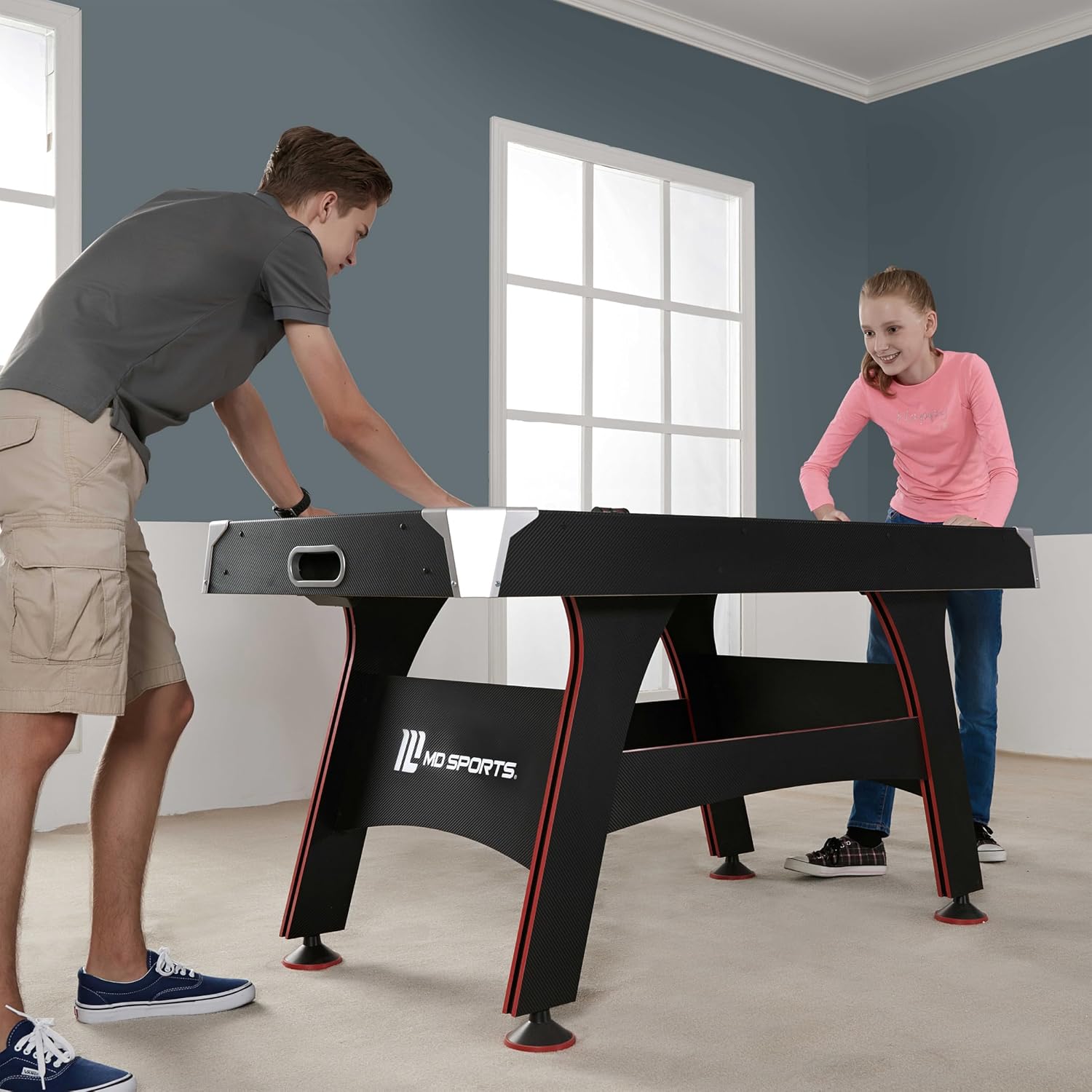 MD Sports Air Hockey Table with Arcade Electronic Scorer, Perfect for Family Game Rooms