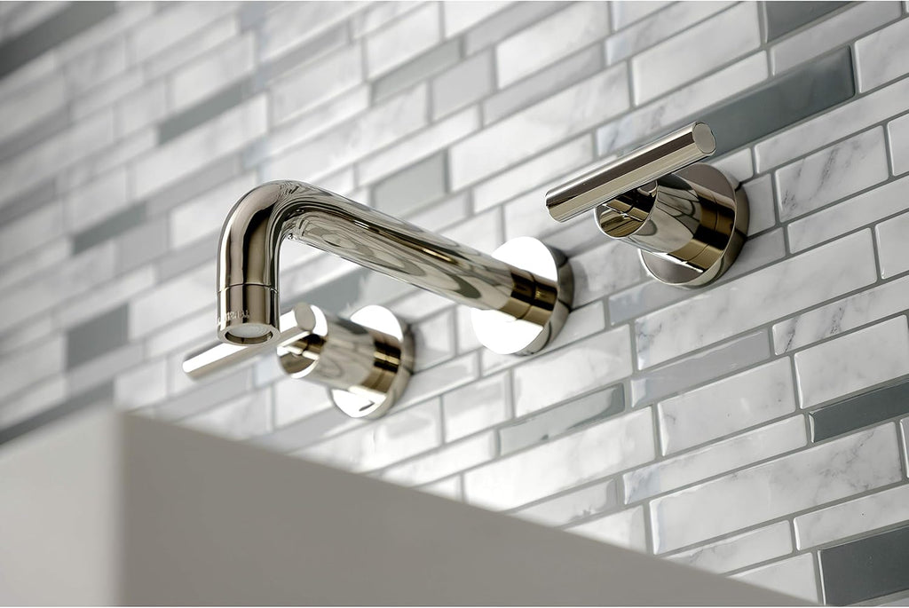 Kingston Brass KS8126CML Manhattan 2-Handle 8 in. Wall Mount Bathroom Faucet, Polished Nickel