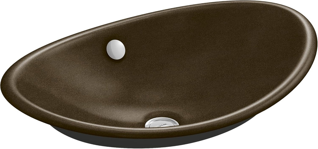 KOHLER K-5403-P5-KA Iron Plains Wading Pool Oval Bathroom Sink with Iron Black Painted Underside, Black 'n Tan