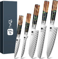5 Pieces Damascus Knife Set, Japanese Chef Knife Set with Galaxy Pattern Resin Handle, 67-Layers Damascus Steel, Gift Box Included 5' Paring, 6' Boning, 7' Santoku, 8' Chef & 8' Bread Damascus Knives