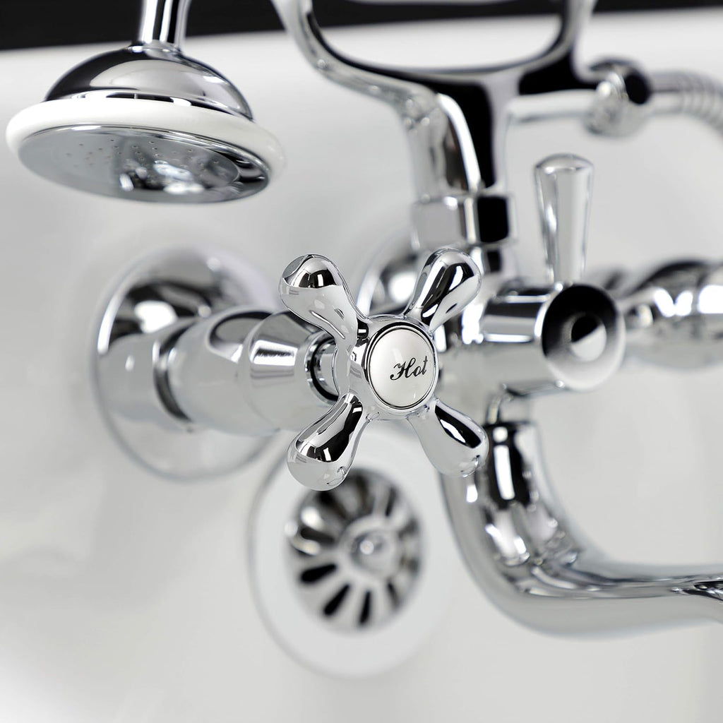 Kingston Brass KS225C Kingston Wall Mount Clawfoot Tub Faucet with Hand Shower, Polished Chrome
