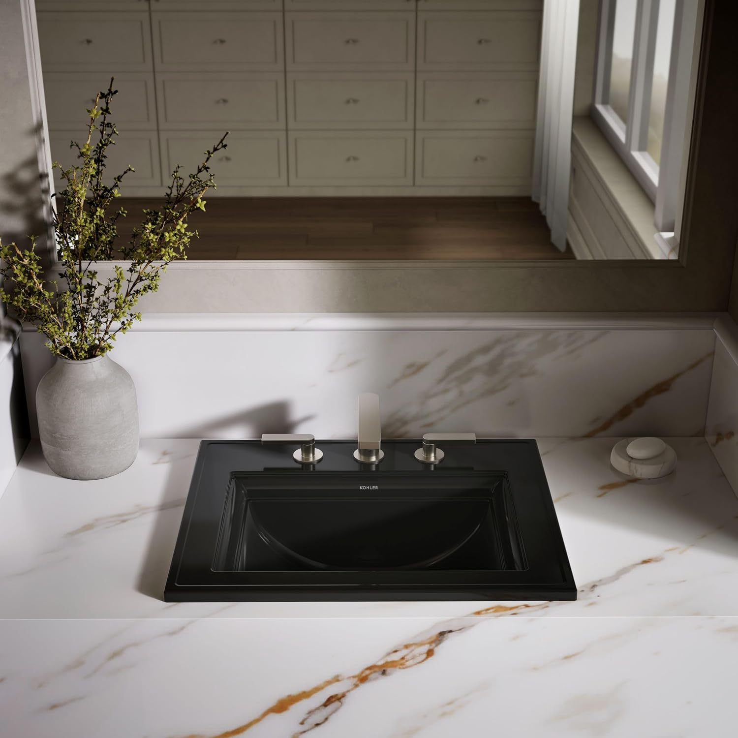 Kohler 2337-8-58 Memoirs® Stately 22-3/4' rectangular drop-in bathroom sink, Thunder Grey