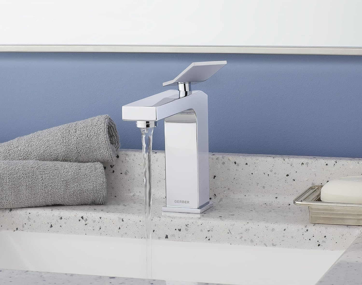 Gerber Avian Single Handle Bathroom Faucet with Metal Touch Down Drain, Chrome