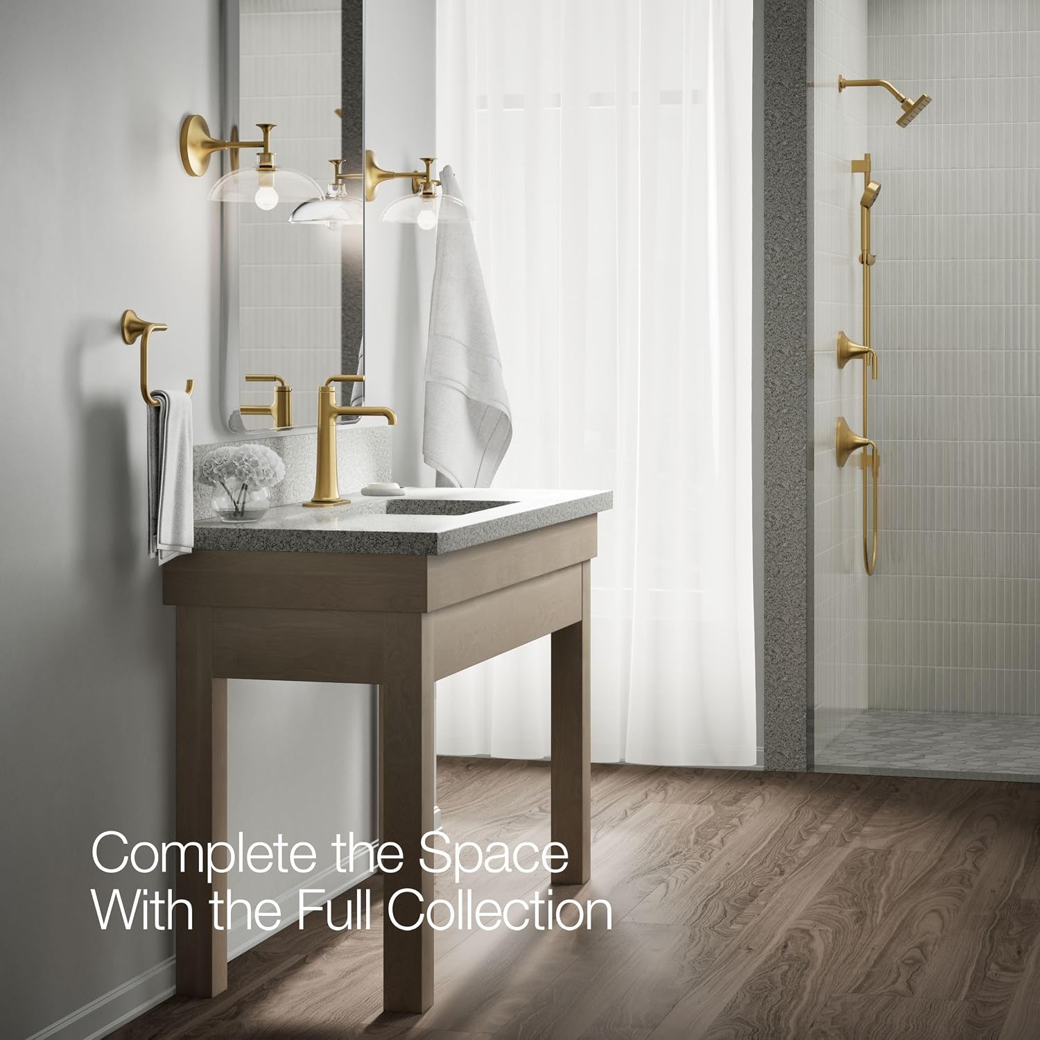 Kohler 26437-4-2MB Tone™ Tall Single-Handle Bathroom Sink Faucet, 1.2 gpm, Vibrant Brushed Moderne Brass