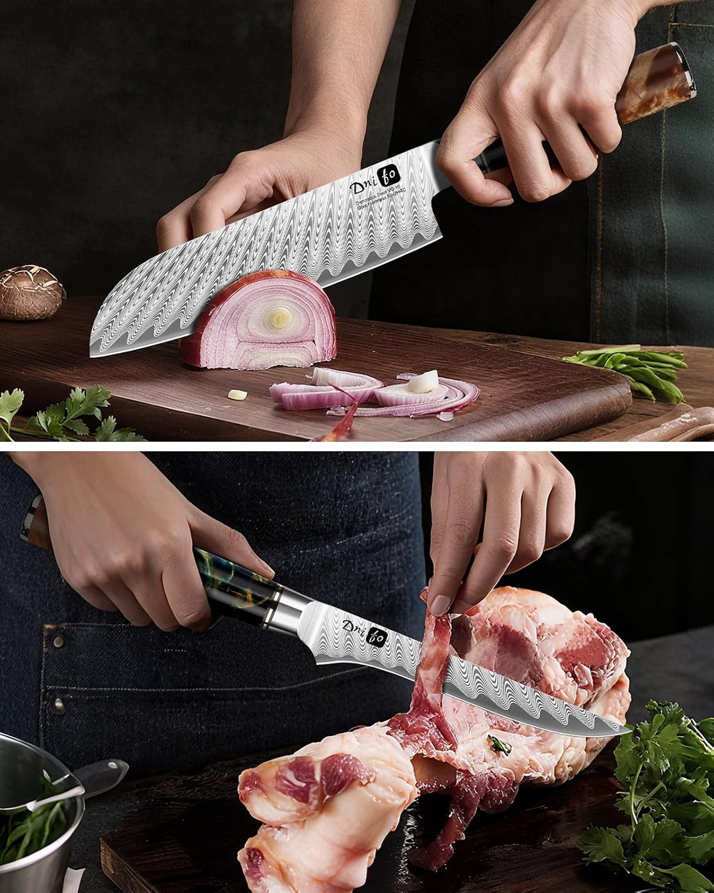 5 Pieces Damascus Knife Set, Japanese Chef Knife Set with Galaxy Pattern Resin Handle, 67-Layers Damascus Steel, Gift Box Included 5' Paring, 6' Boning, 7' Santoku, 8' Chef & 8' Bread Damascus Knives