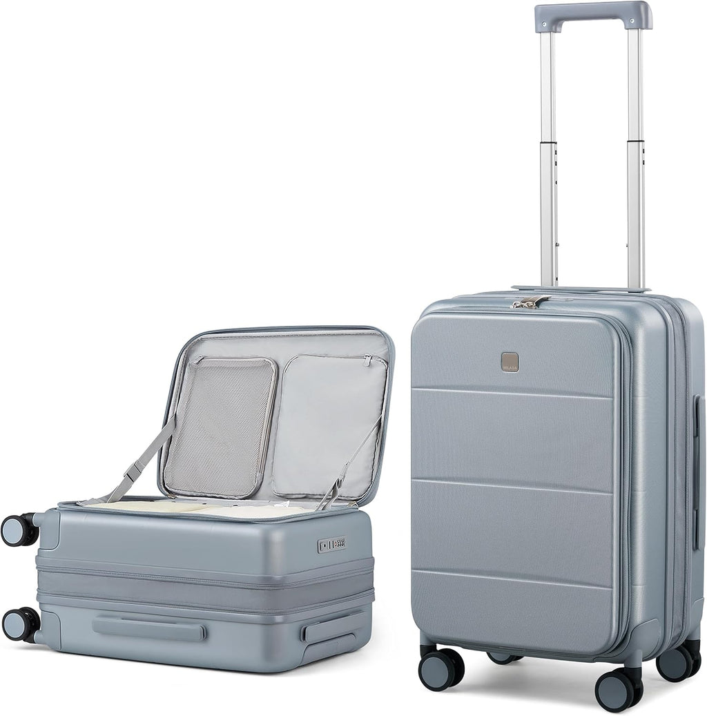 MILADA 20-Inch Expandable Carry On Luggage, Hard Shell Top-Opening Luggage with Wheels, TSA-Approved Small Travel Bag for Men and Women Carry-On Suitcase, Grey