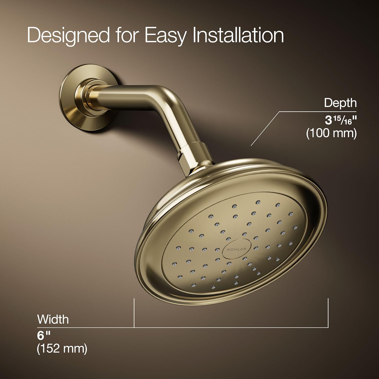 Kohler 72774-G-AF Artifacts® Single-function showerhead, 1.75 gpm, Vibrant French Gold