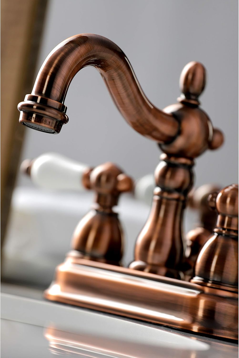 Kingston Brass KB160PLAC Heritage 4 in. Centerset Bathroom Faucet, Antique Copper