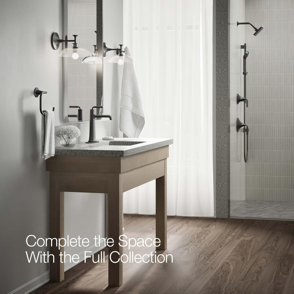 KOHLER 26437-4N-BL Tone K-26437-4N-BLB ToneTall Single Handle Bathroom Sink Faucet, 5 GPM, Matte Black