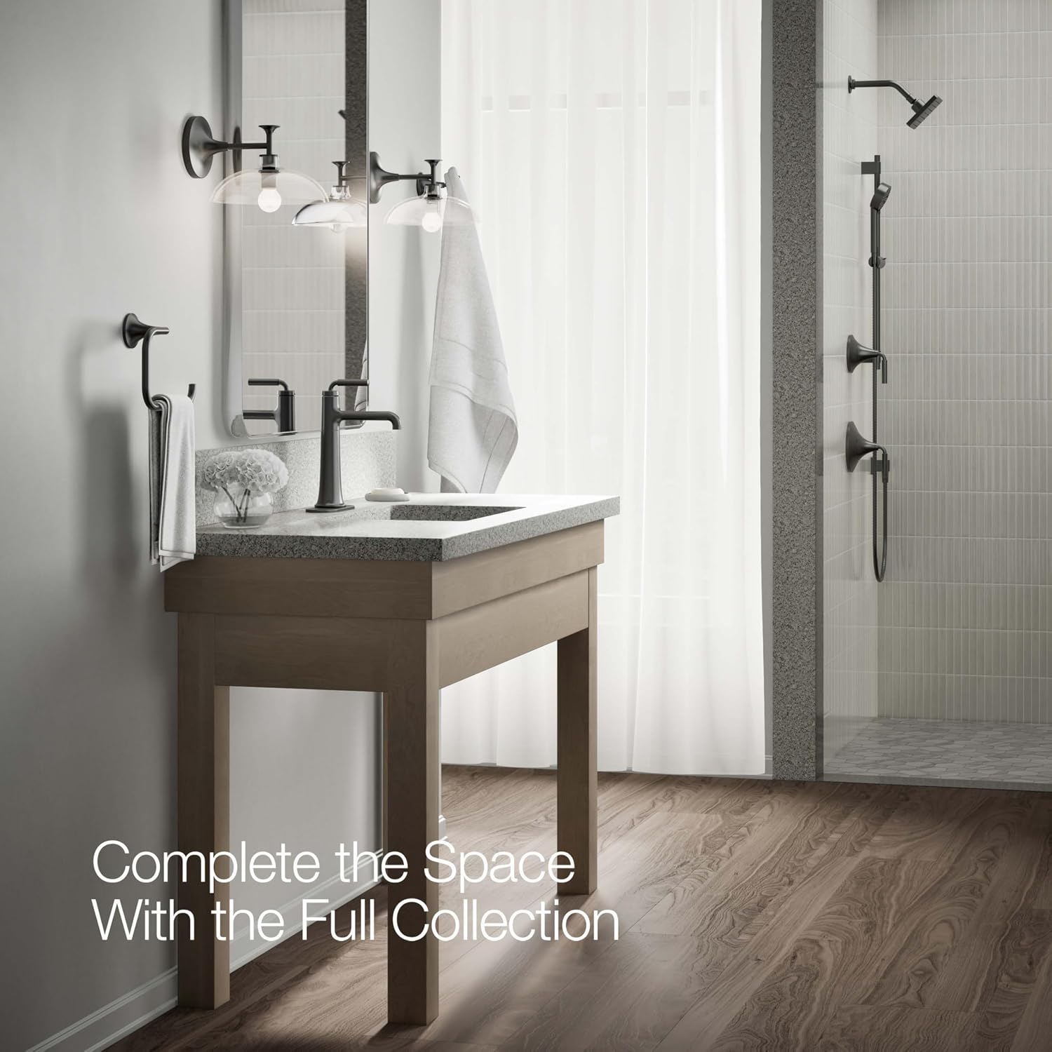 KOHLER 26437-4N-BL Tone K-26437-4N-BLB ToneTall Single Handle Bathroom Sink Faucet, 5 GPM, Matte Black