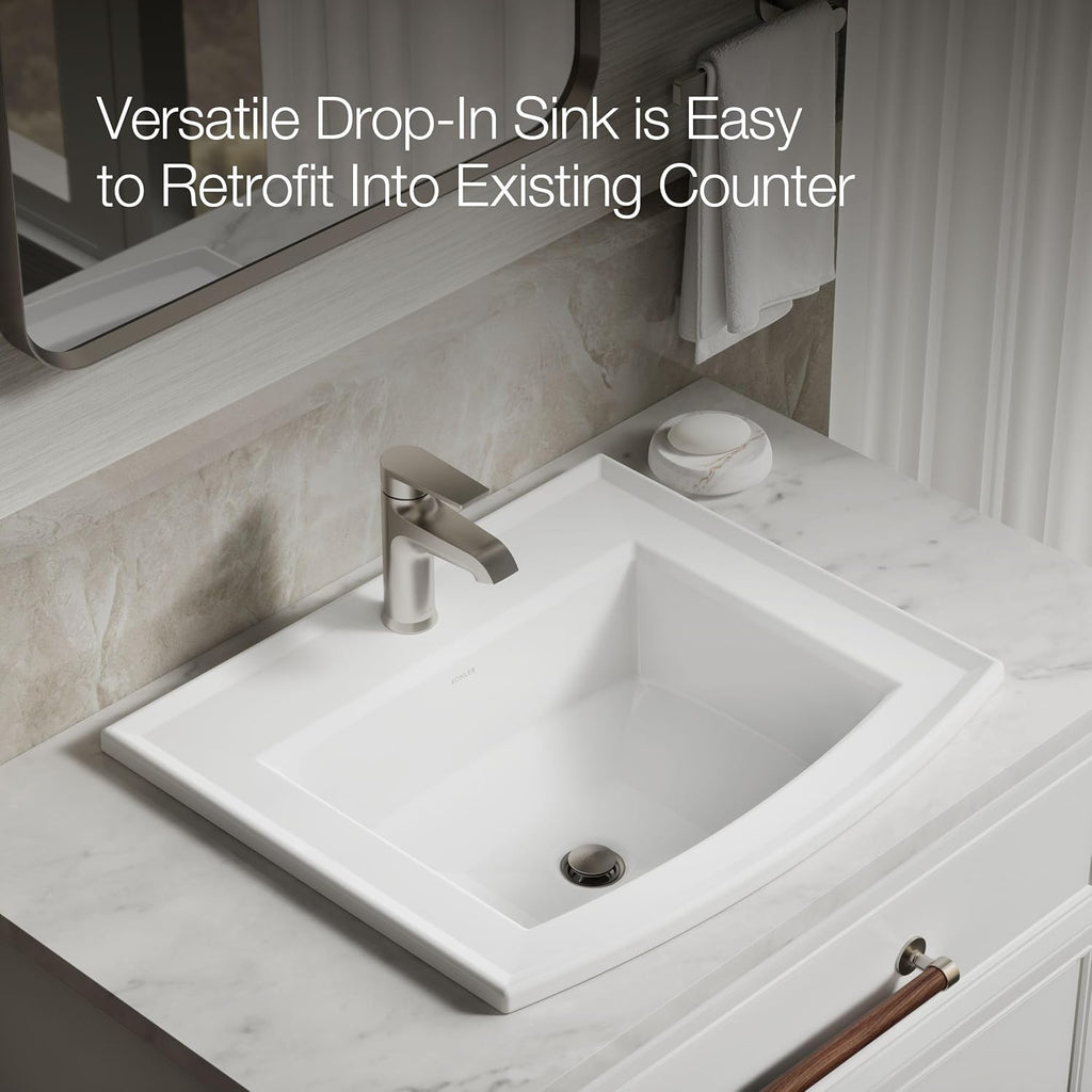 Kohler 2356-1-0 Archer® 22-3/4' rectangular drop-in bathroom sink, White