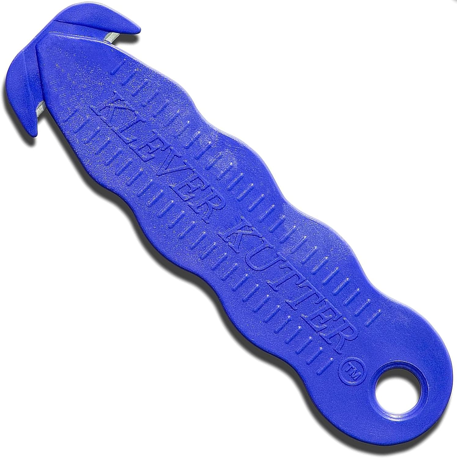 100pcs Safety Box Cutter Utility Knife With Carbon Steel Blade - Safety Package Opener Tool Box Cutter - Utility Knife Cardboard Value Pack (100, Blue)