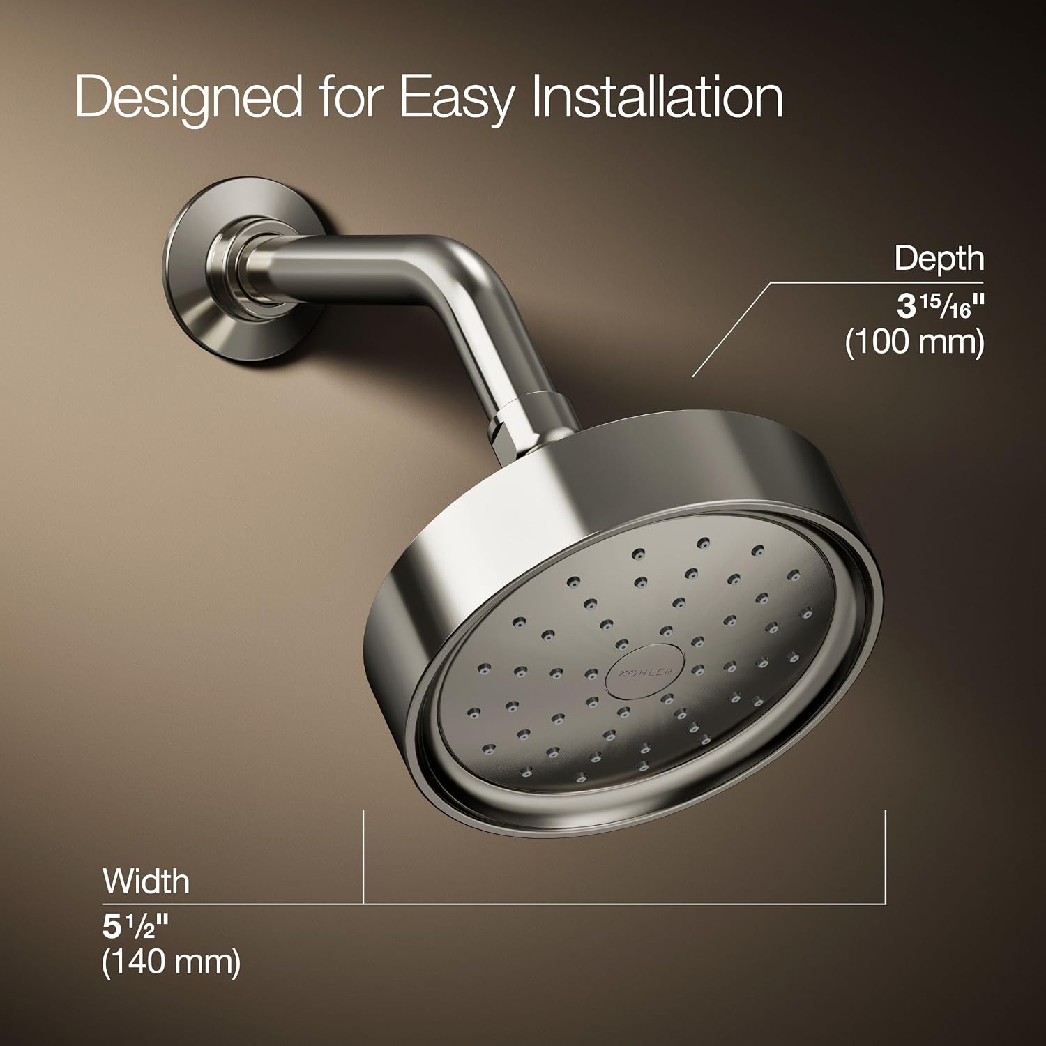 Kohler 965-AK-SN Purist® Single-function showerhead, 2.5 gpm, Vibrant Polished Nickel