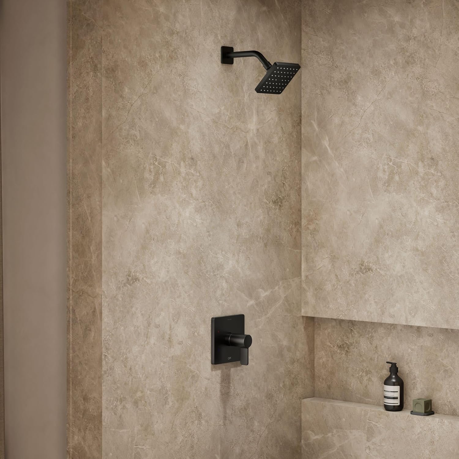 KOHLER TS23503-4G-BL Parallel Rite-Temp Shower Trim Kit with Lever Handle, Shower Head and Trim Set, 1.75 GPM, Matte Black