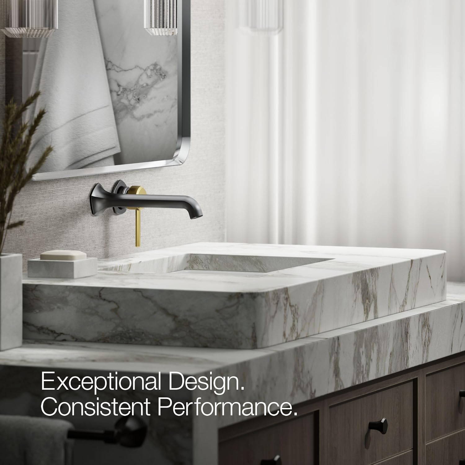 Kohler 27012-4-BMB Occasion® Wall-Mount Bathroom Sink Faucet Handle, Matte Black with Brushed Moderne Brass