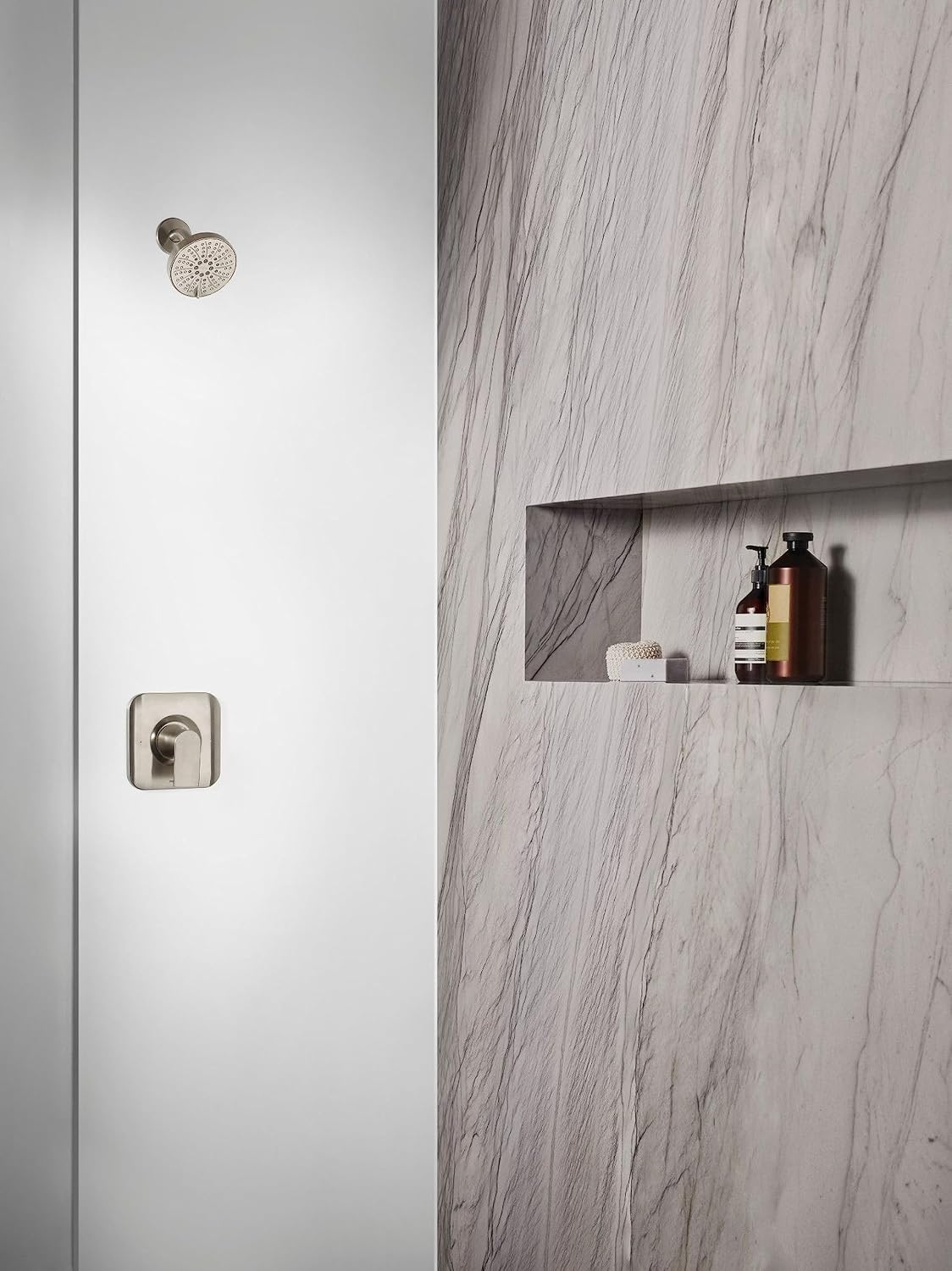Moen Genta LX Brushed Nickel Pressure Balancing Eco-Performance Modern Shower Trim with Showerhead and Lever Handle, Posi-Temp Valve Required, T2472EPBN (Pack of 3)