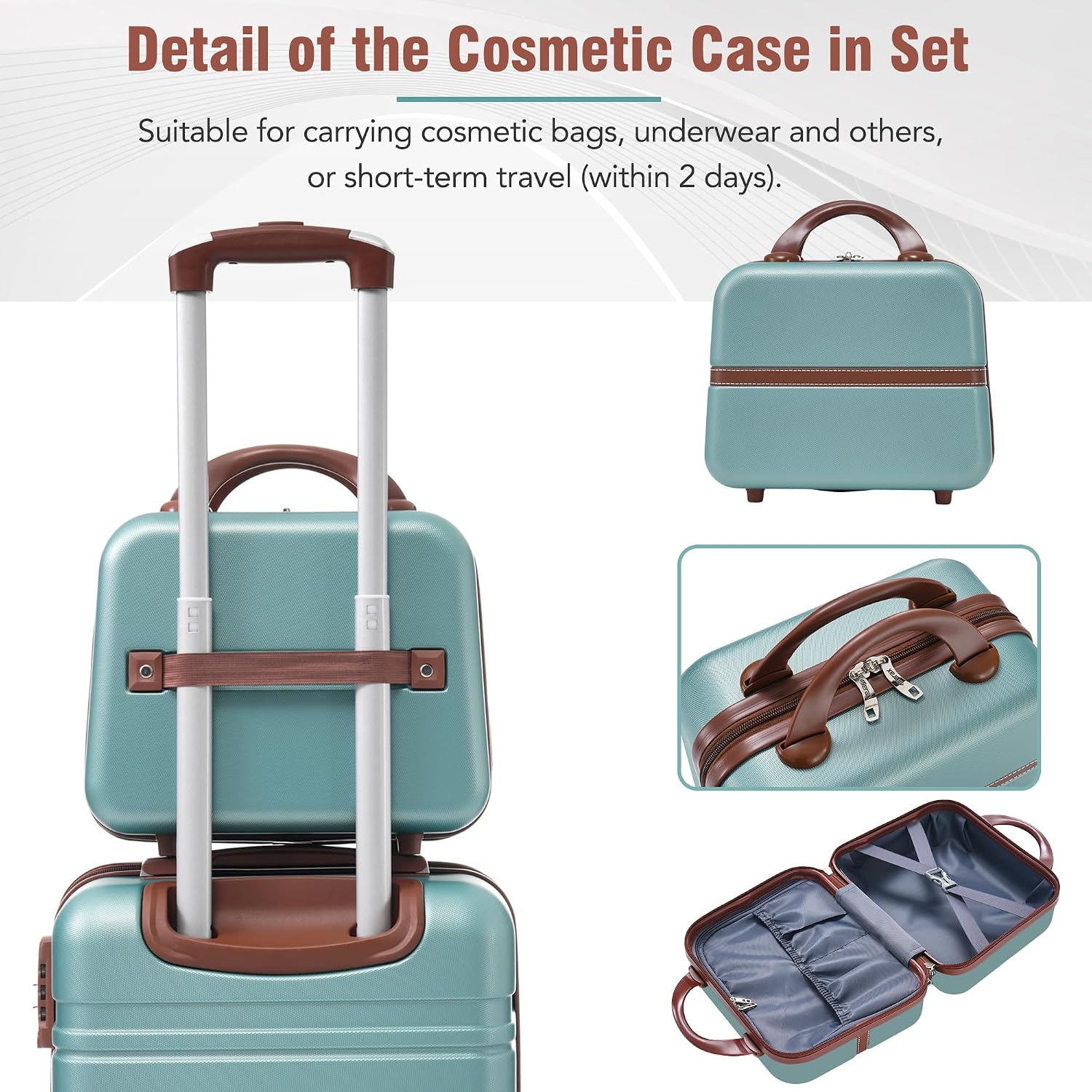 Merax Luggage Set 3 Piece Suitcase Set with 1 Cosmetic Case Expandable Spinner Wheels Vintage Luggage Sets(Blue Green,20'+24'+28')