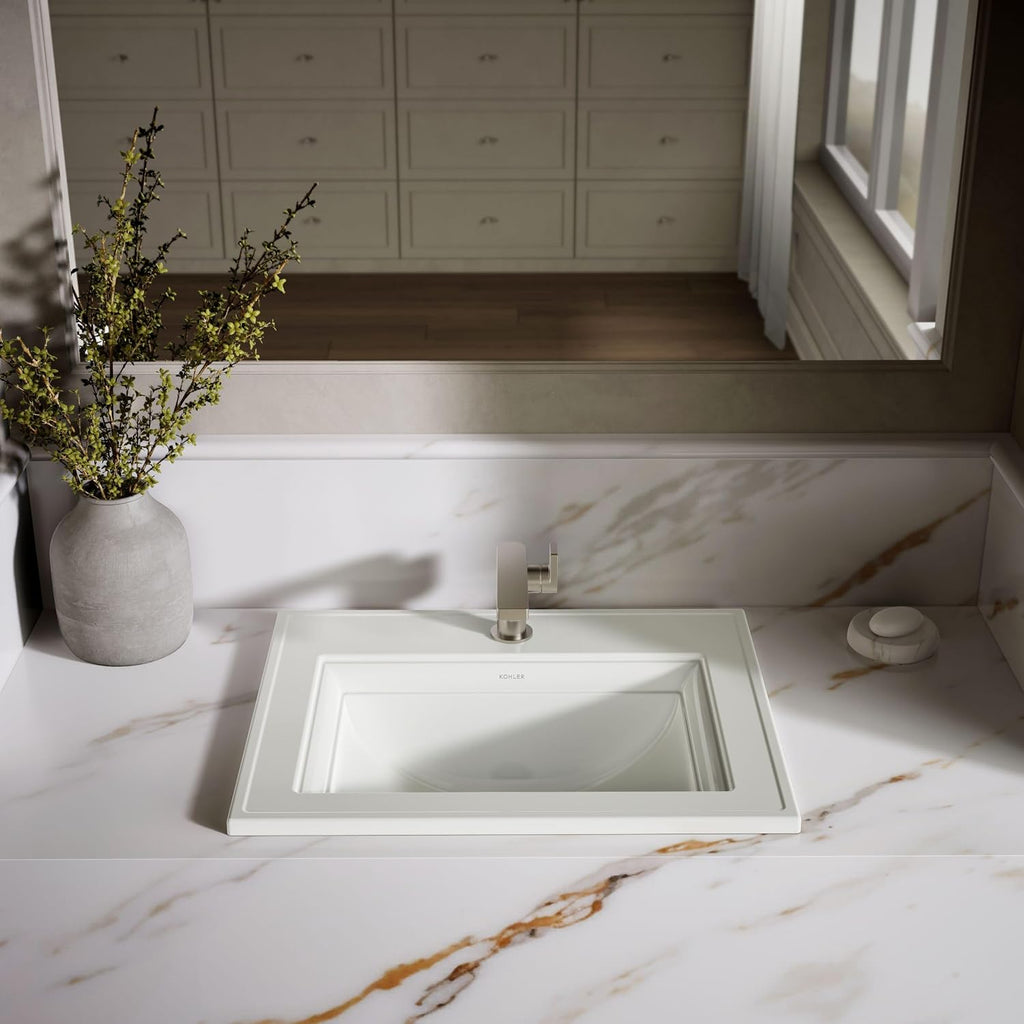 Kohler 2337-1-96 Memoirs® Stately 22-3/4' rectangular drop-in bathroom sink, Biscuit