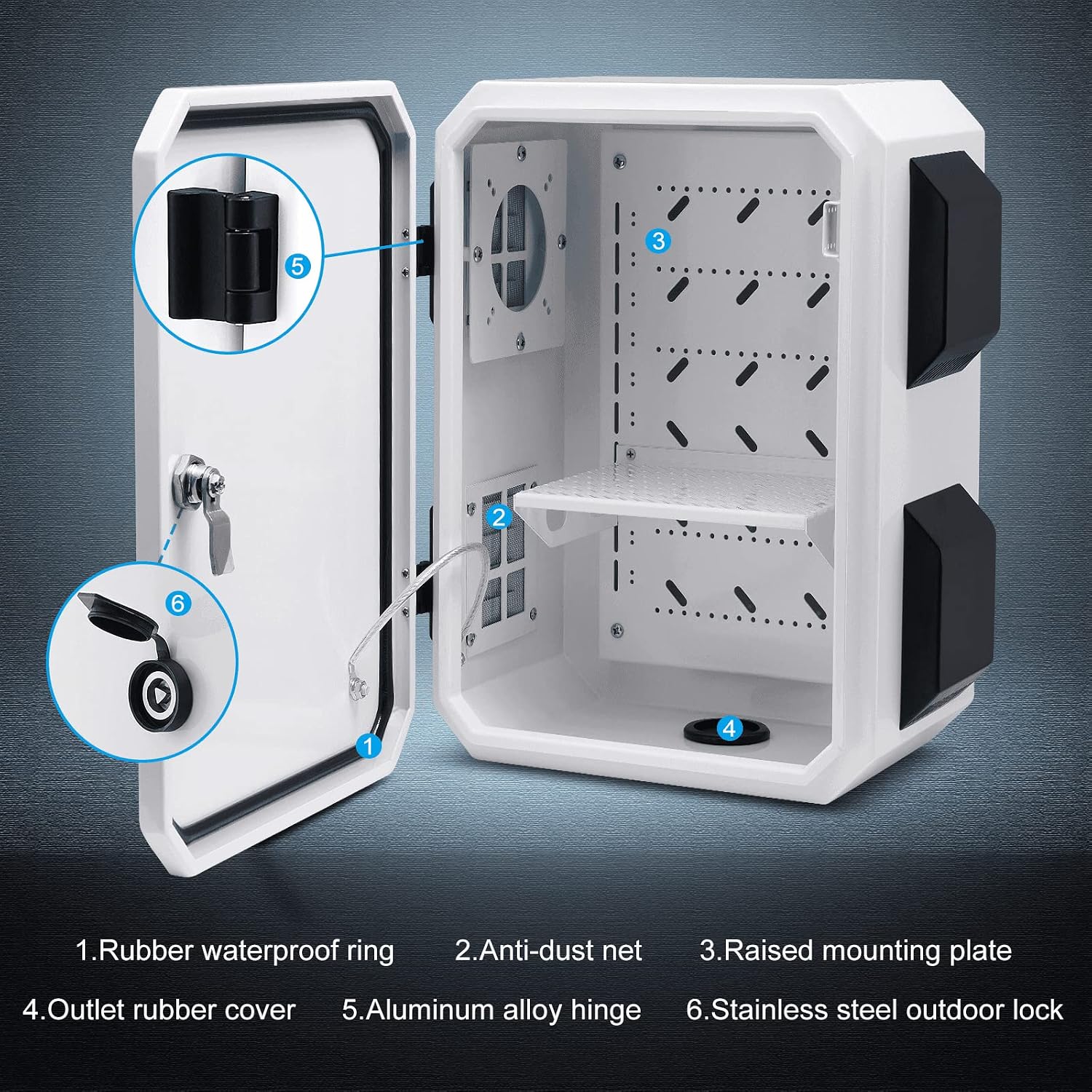 Outdoor Electrical Box, Cold-Rolled Steel Plate, Aluminum Alloy Back Beam, One-Piece Ventilation Design, IP65 Waterproof, Wall/Pole Mounted (15.7' x 11.8' x 7.9')
