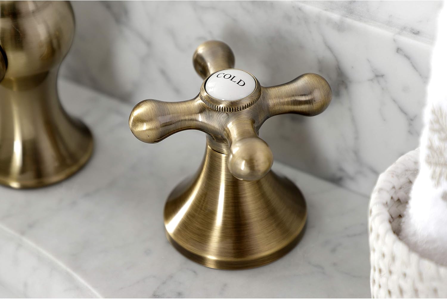 Kingston Brass KC7063AX Vintage Widespread Bathroom Faucet, Antique Brass, 8 x 5.63 x 3.06