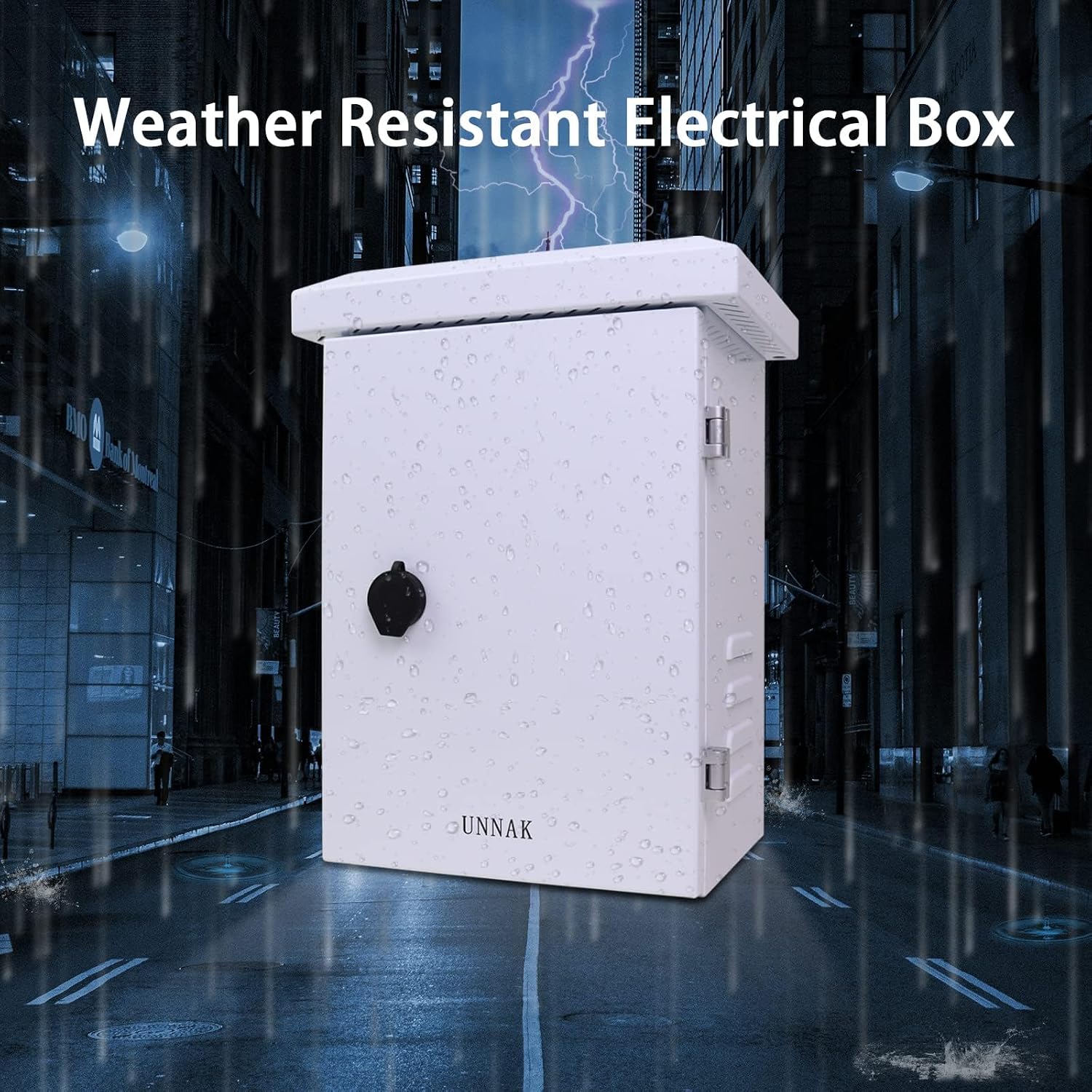 Outdoor Electrical Box NEMA Enclosure - 19.7x15.7x11.8 Network Weatherproof Exterior Box Ventilated Enclosure hinged Galvanized Electrical Ventilation Design(500x400x300mm)