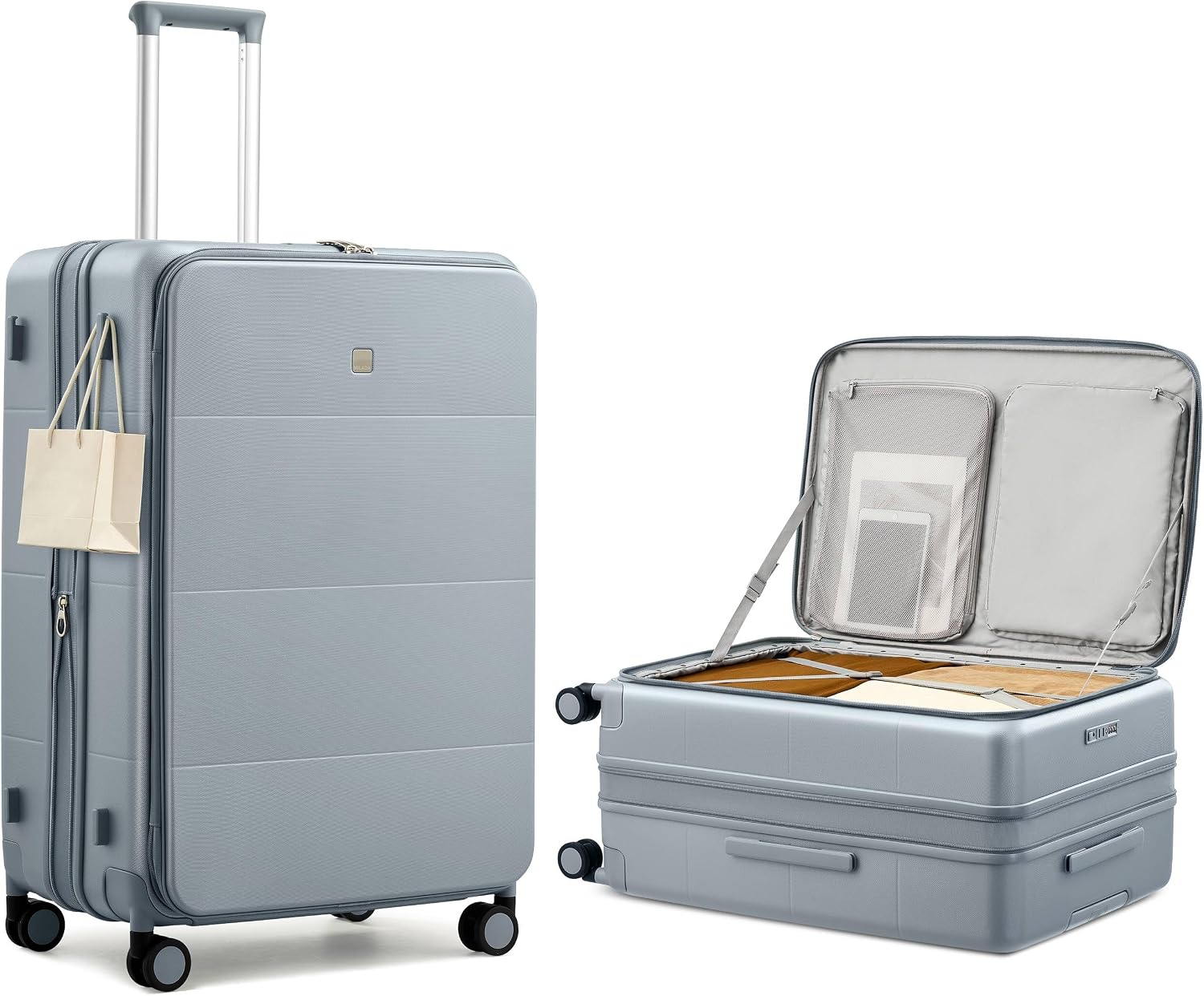 MILADA 28 Inch Large Checked Luggage, Expandable Hardshell Suitcase with 360° Spinner Wheels & TSA Lock, Durable Extra Large Rolling Trunk for Travel, International Vacation, Grey