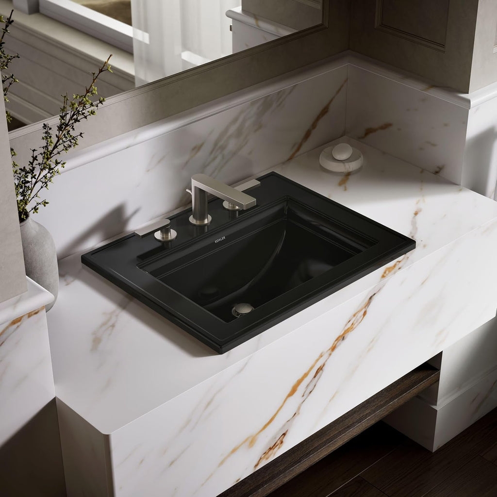 Kohler 2337-8-58 Memoirs® Stately 22-3/4' rectangular drop-in bathroom sink, Thunder Grey