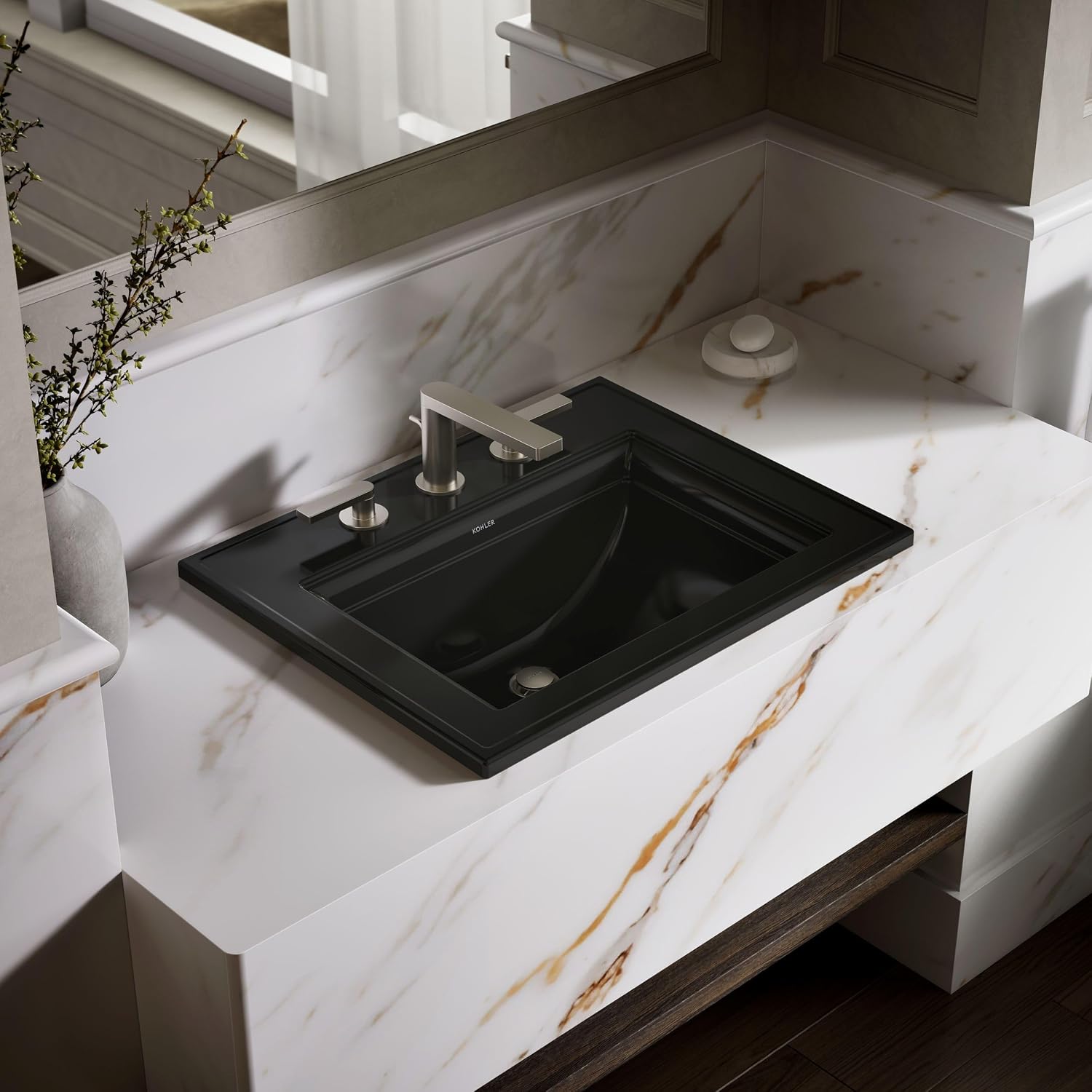 Kohler 2337-8-58 Memoirs® Stately 22-3/4' rectangular drop-in bathroom sink, Thunder Grey