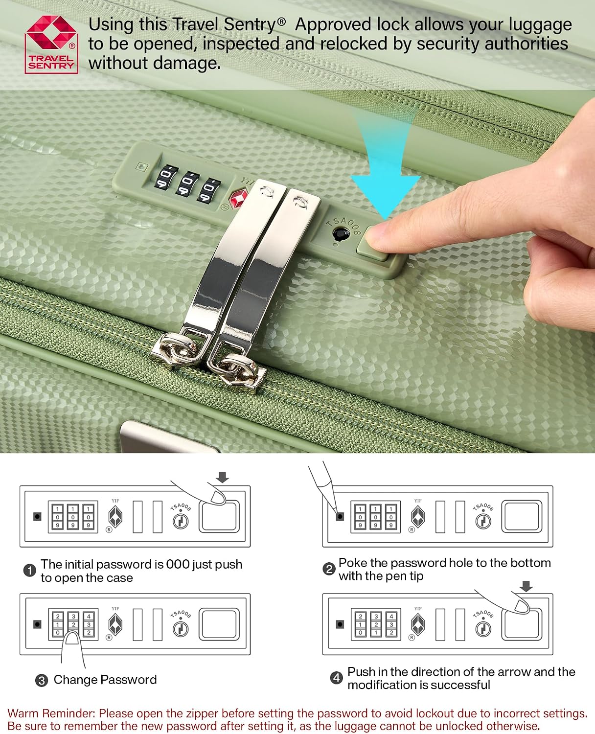 Hanke 24 Inch Expandable Luggage Top Opening Checked Bag Luggage Hard Shell Suitcases with Wheels Lightweight Travel Luggage Medium Suitcase with Lock for Woman Men-Bamboo Green