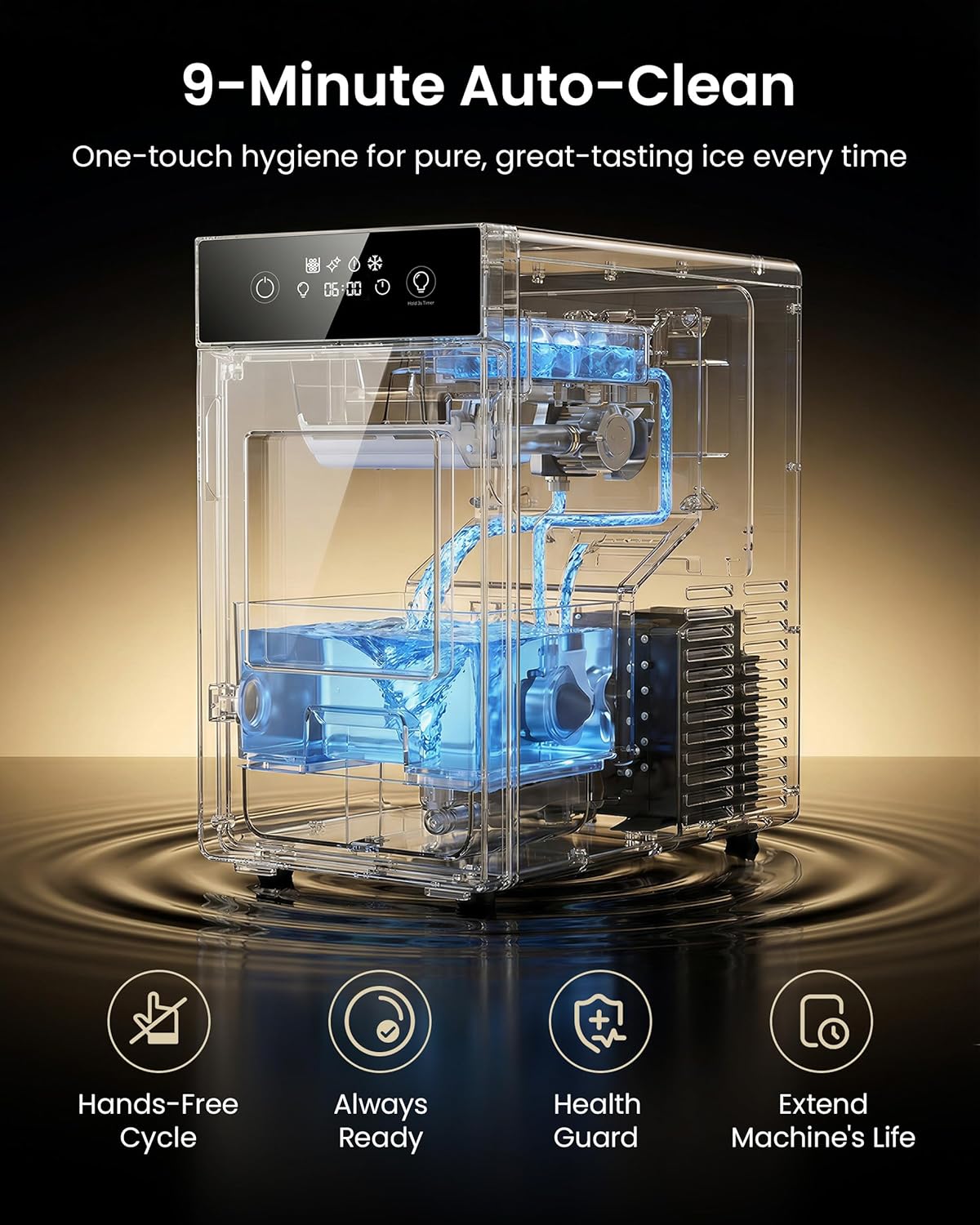 2.4' Sphere Ice Maker 50 pcs/24H,2 pcs in 60 Mins, Slow-Melting Crystal Ball Ice Machine with Self-Cleaning, Countertop Ice Maker for Whiskey（Black）