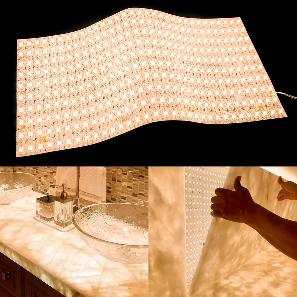 LED Backlight Sheet 10 Pack 24V 36W 3000K,Dimmable Flexible LED Panel Sheet Backlit Translucent Stone/Marble/Onyx/Quartz Countertops Walls