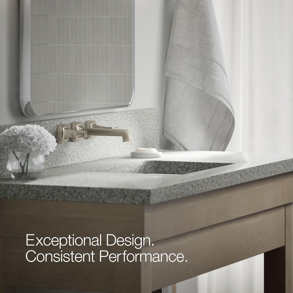 Kohler T26432-4-BN RIFF® Widespread wall-mount bathroom sink faucet trim, Vibrant Brushed Nickel