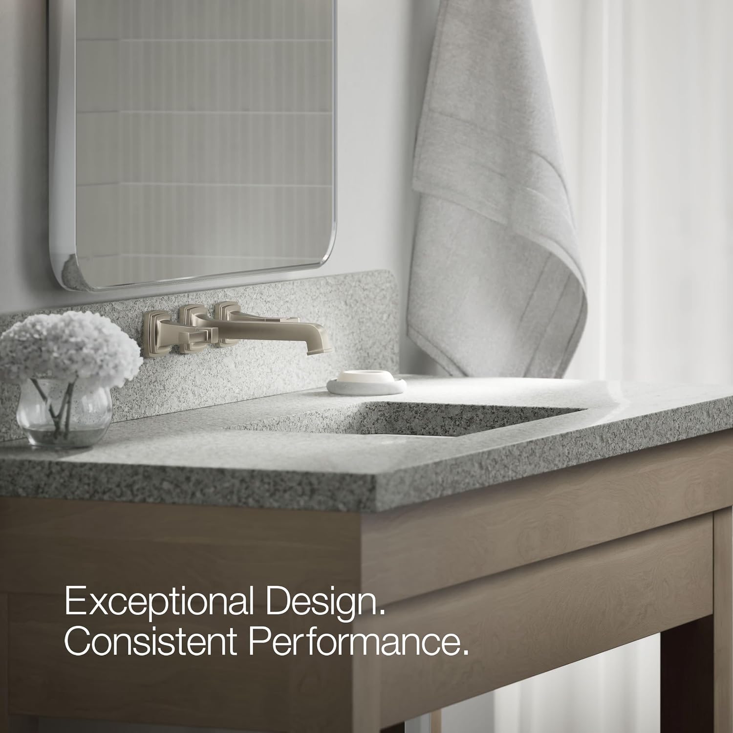 Kohler T26432-4-BN RIFF® Widespread wall-mount bathroom sink faucet trim, Vibrant Brushed Nickel
