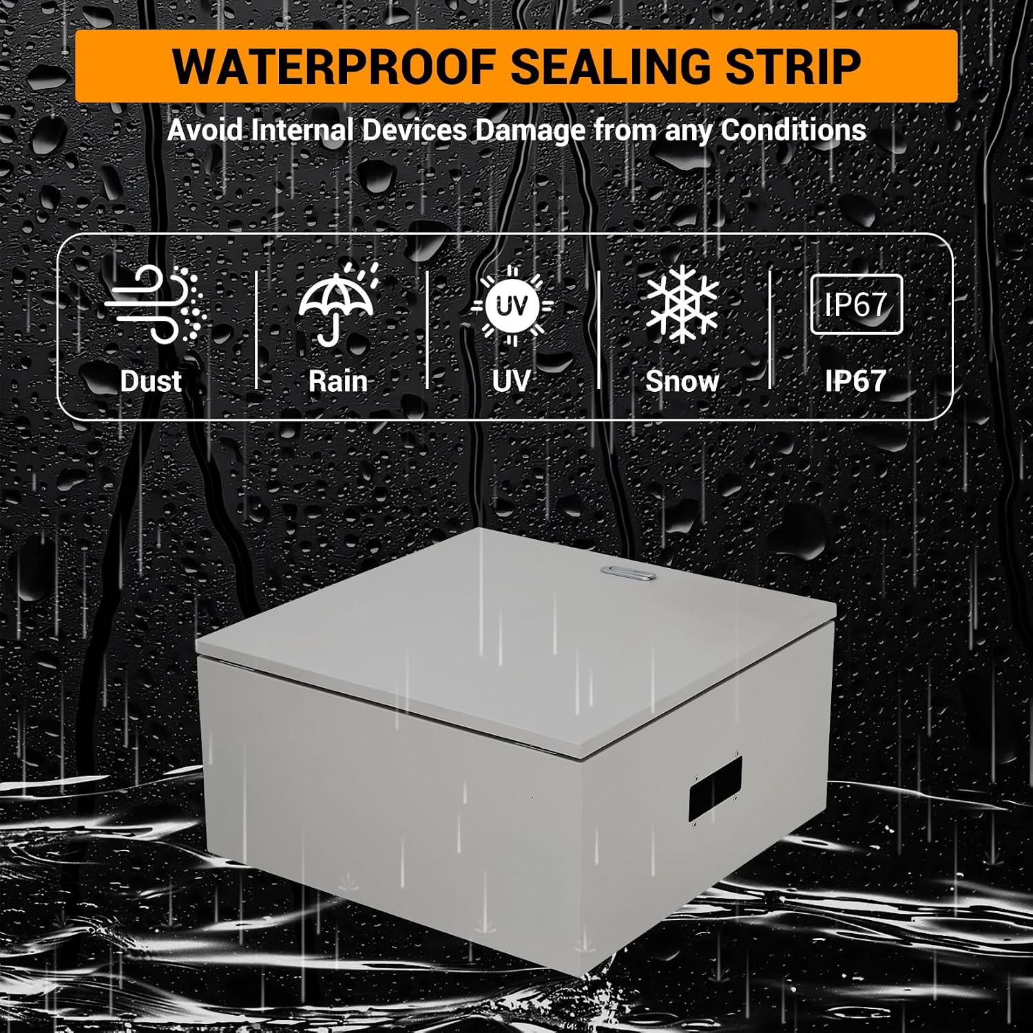 Outdoor Electric Meter Box 24 * 24 * 8inch, IP66 Waterproof Dustproof, NEMA 4X Enclosure Lockable Steel Junction Box with Mounting Plate and 2 Keys, Indoor & Outdoor Use
