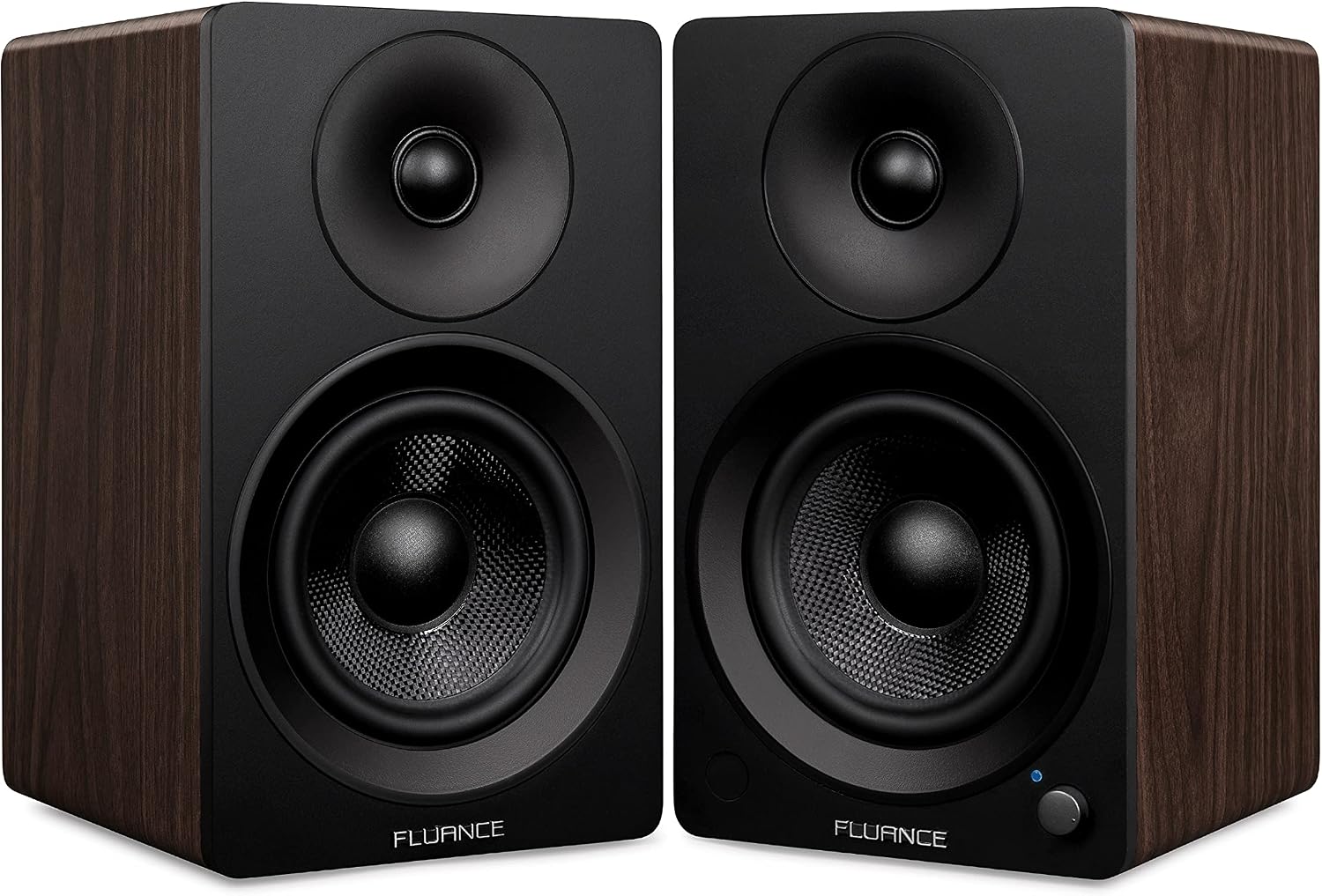 Fluance Ai41 Powered 2-Way 2.0 Stereo Bookshelf Speakers with 5' Drivers, 90W Amplifier for Turntable, TV, PC and Bluetooth 5 Wireless Music Streaming with RCA, Optical, Subwoofer Out (Natural Walnut)