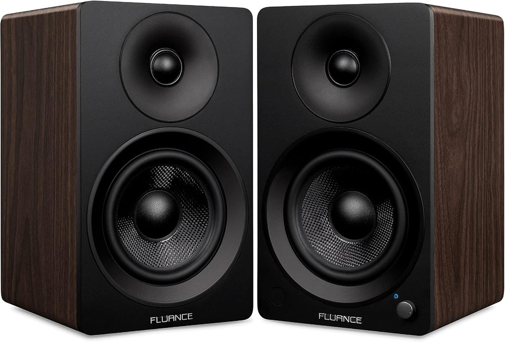 Fluance Ai61 Powered 2-Way 2.0 Stereo Bookshelf Speakers with 6.5' Drivers, 120W Amplifier for Turntable, TV, PC and Bluetooth 5 Wireless Music Streaming - RCA, Optical, USB & Sub Out (Natural Walnut)
