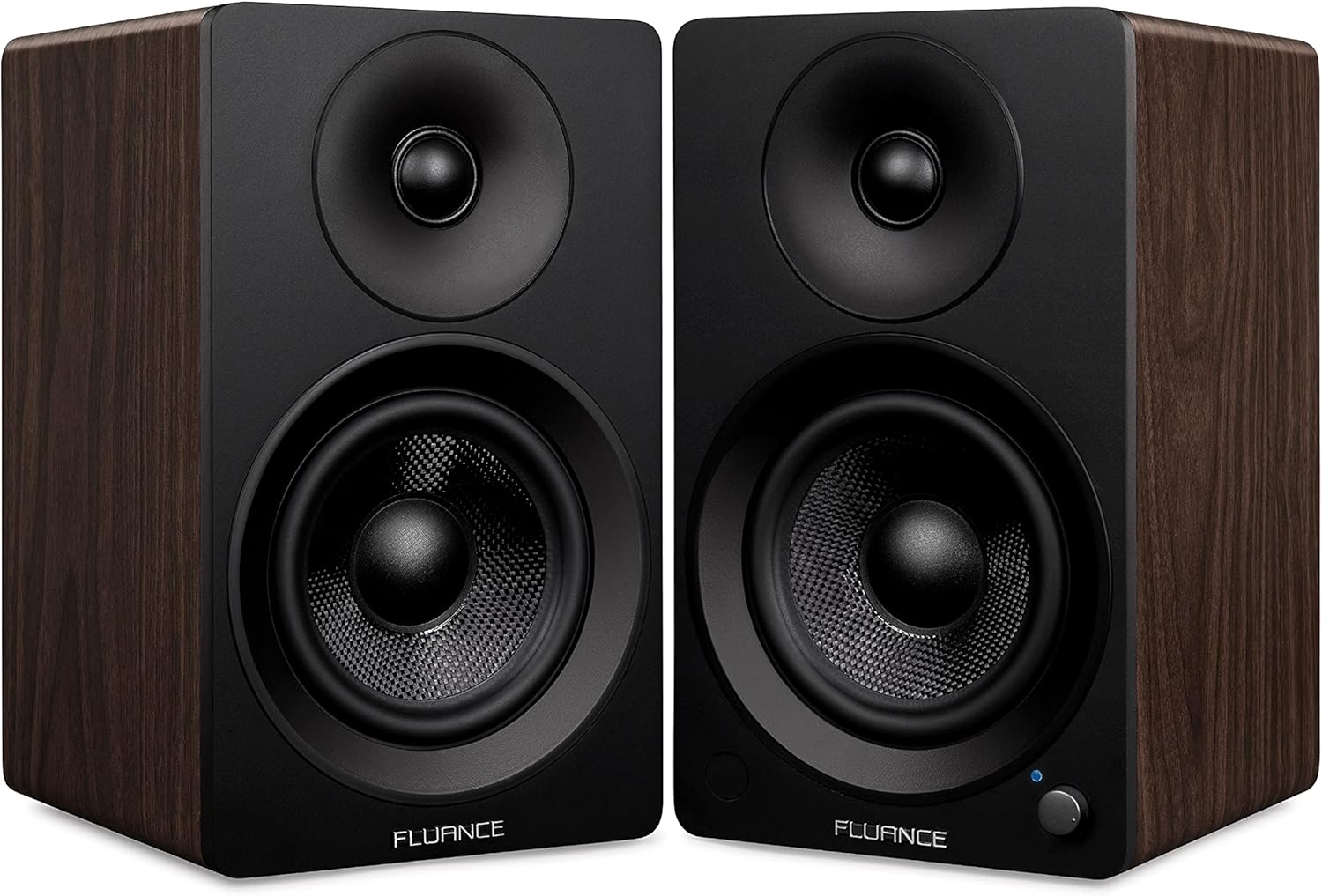 Fluance Ai61 Powered 2-Way 2.0 Stereo Bookshelf Speakers with 6.5' Drivers, 120W Amplifier for Turntable, TV, PC and Bluetooth 5 Wireless Music Streaming - RCA, Optical, USB & Sub Out (Natural Walnut)