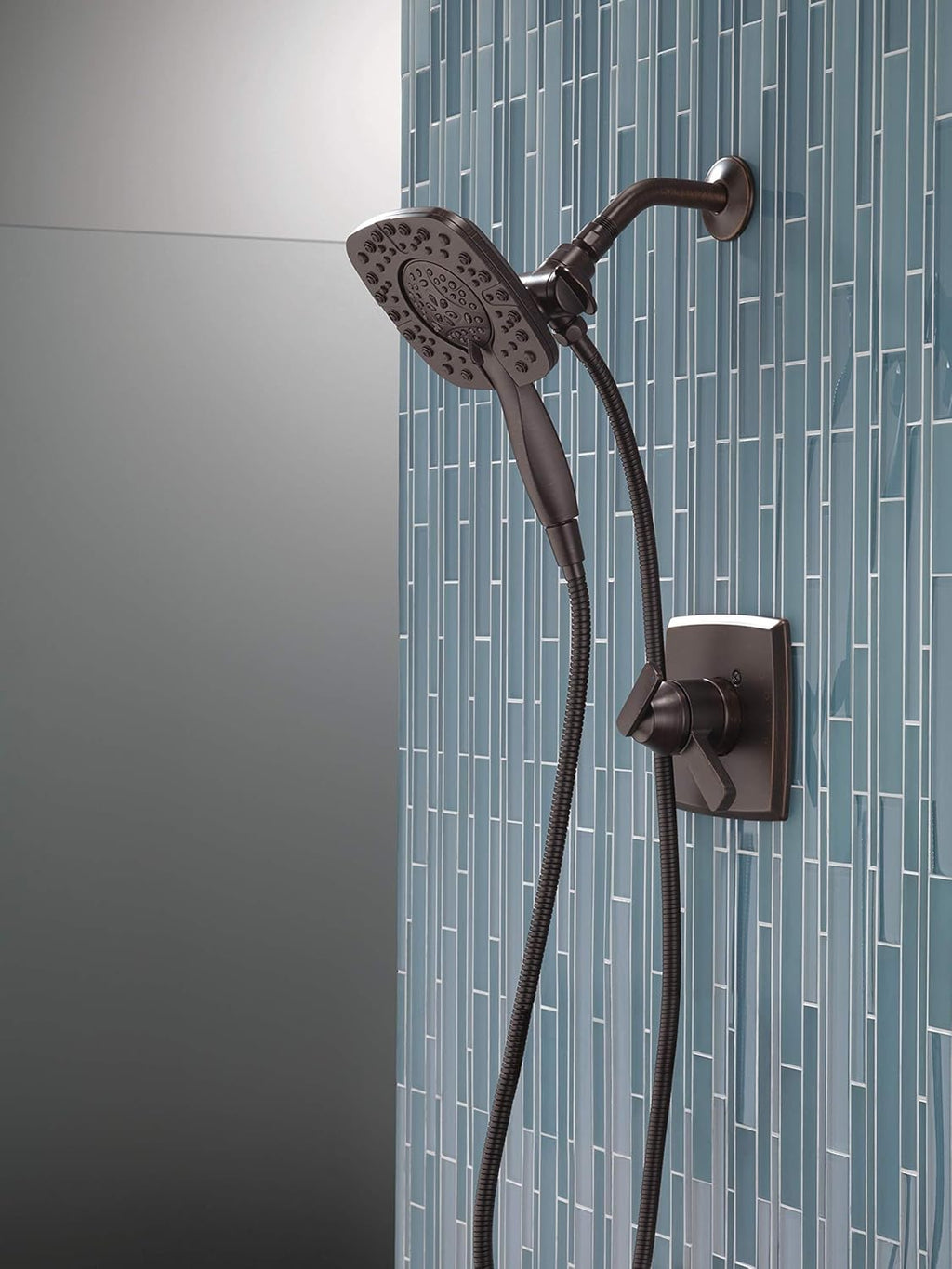 Delta Faucet Ashlyn 17 Series Dual-Function Shower Trim Kit with 2-Spray Touch-Clean In2ition 2-in-1 Hand Held Shower Head with Hose, Venetian Bronze T17264-RB-I (Valve Not Included)