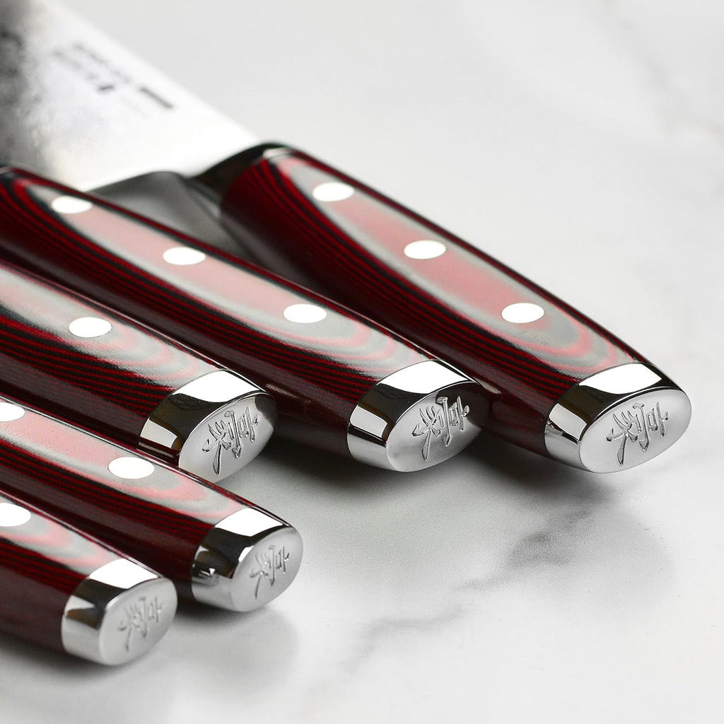 Yaxell Super Gou 16 Piece Knife Set - Made in Japan - 161 Layers SG2 Stainless Damascus, Gray Ash Block