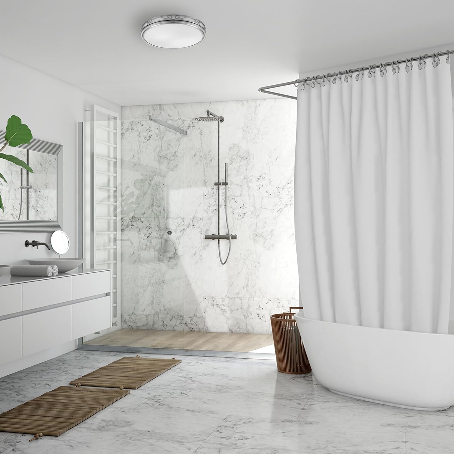 Good Housekeeping (83008) Roman Decorative 110 CFM 3.0 Sones Bathroom Ventilation Exhaust Fan with Light & Night-Light in Brushed Nickel