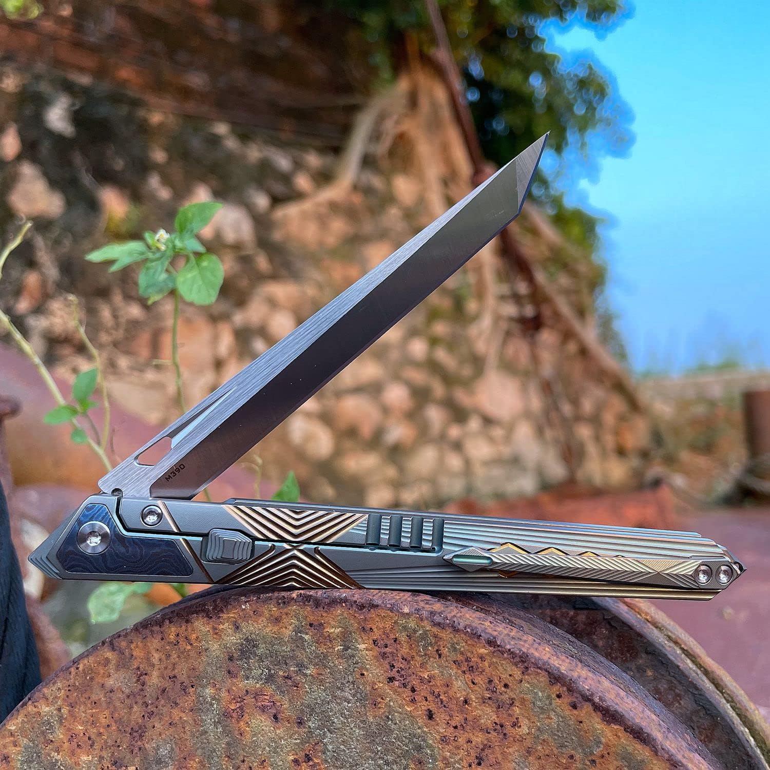 Gentleman's Front Flipper Folding Knife, M390 Steel Blade Pocket Knife with TC4 Titanium Handle, EDC Utility Knife for Men, Lightweight Pen Knife with Pocket Clip for Outdoor Camping Work