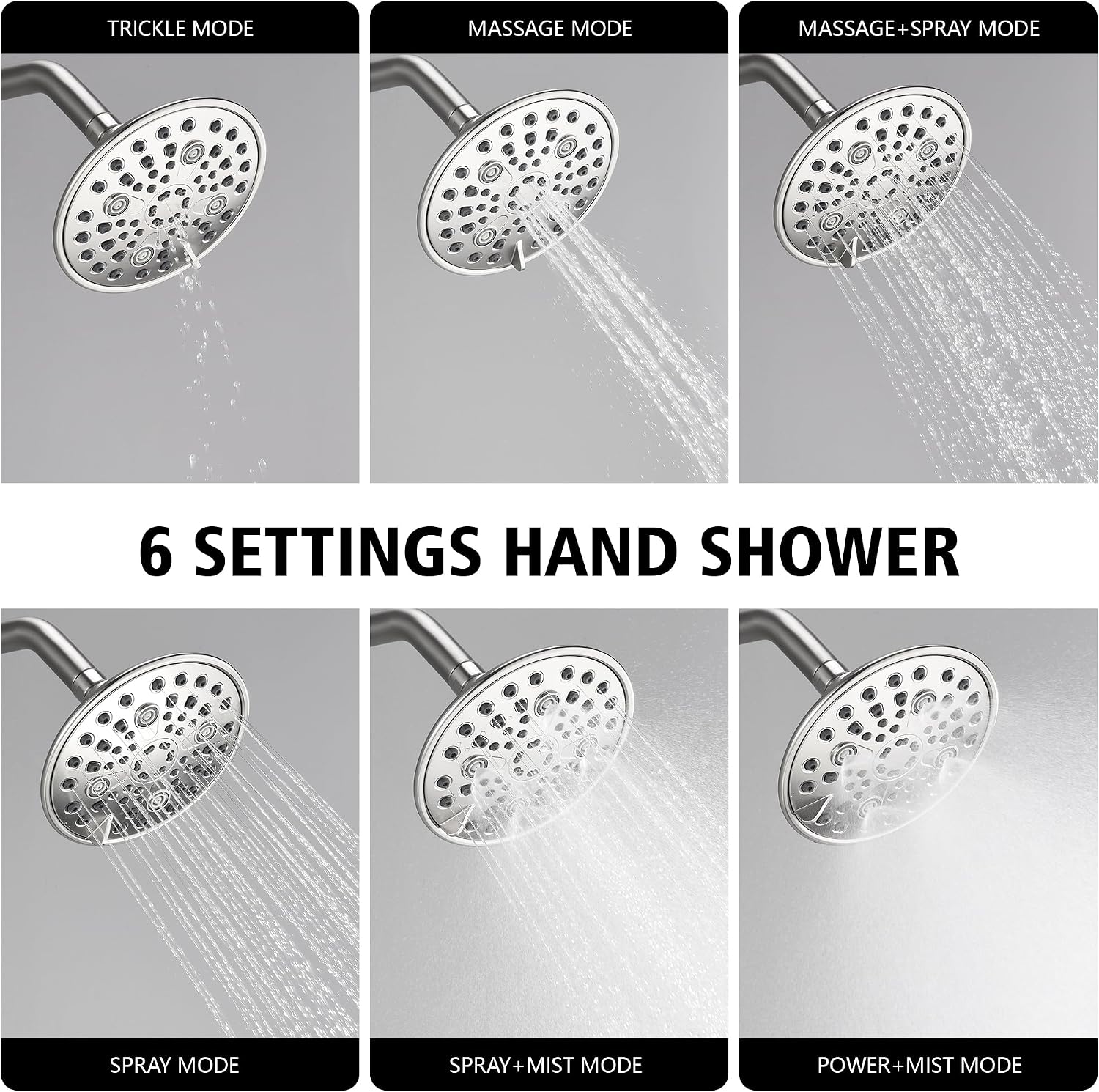 sumerain Brushed Nickel Tub and Shower Faucet Set with Tub Spout, 6-Spray Shower Head, Shower Valve Included